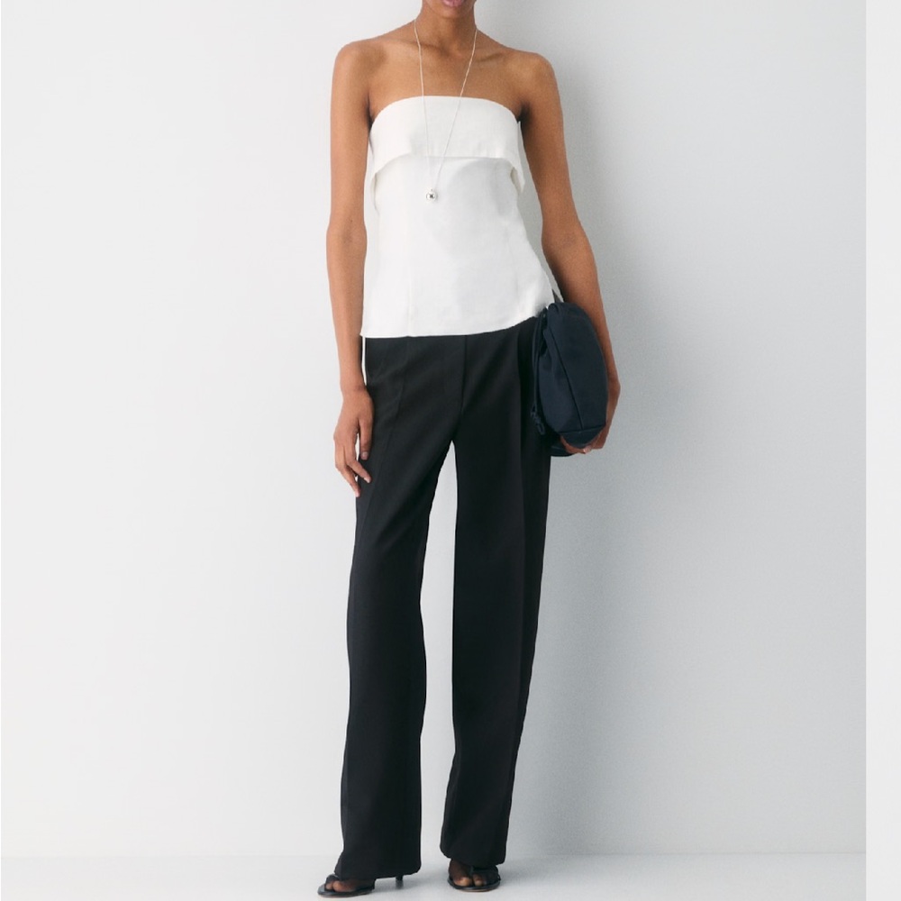 Aritzia White Top and Black Trousers